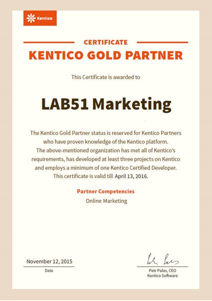 kentico marketing competence certificaat